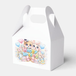 かわいいハッピーウェディングカップル動物パステルPi フェイバーボックス