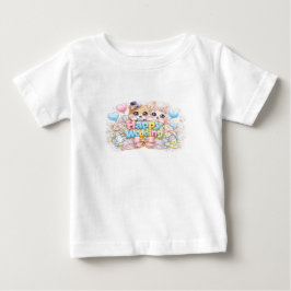 かわいいハッピーウェディングカップル動物パステルPi ベビーTシャツ