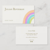 かわいいハッピーウォーターカラー虹の名刺 名刺 (正面/裏面)