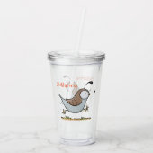 かわいいハッピーウズラの漫画イラストレーション アクリルタンブラー (裏面)