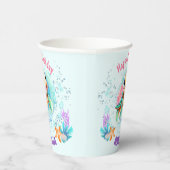 かわいいハッピーウミガメ1歳カラフル誕生日 紙コップ (右)