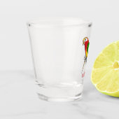 かわいいハッピーオウム漫画イラストレーション ショットグラス (左)