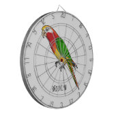 かわいいハッピーオウム漫画イラストレーション ダーツボード (正面左)