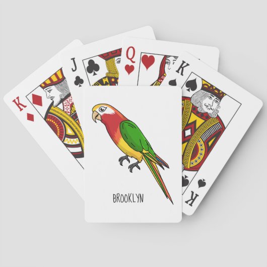 かわいいハッピーオウム漫画イラストレーション トランプ (裏面)