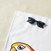 かわいいハッピーオウム漫画イラストレーション ビーチタオル (インサイチュ)