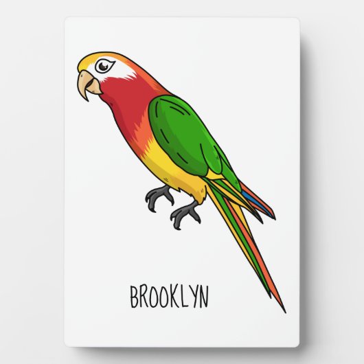 かわいいハッピーオウム漫画イラストレーション フォトプラーク (正面)