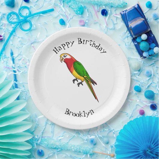かわいいハッピーオウム漫画イラストレーション ペーパープレート (パーティー)