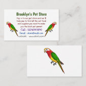 かわいいハッピーオウム漫画イラストレーション 名刺 (正面/裏面)