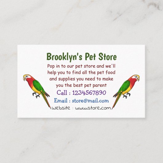 かわいいハッピーオウム漫画イラストレーション 名刺 (正面)