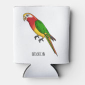 かわいいハッピーオウム漫画イラストレーション 缶クーラー (正面)