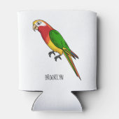 かわいいハッピーオウム漫画イラストレーション 缶クーラー (裏面)