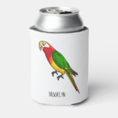 かわいいハッピーオウム漫画イラストレーション 缶クーラー (缶裏面)