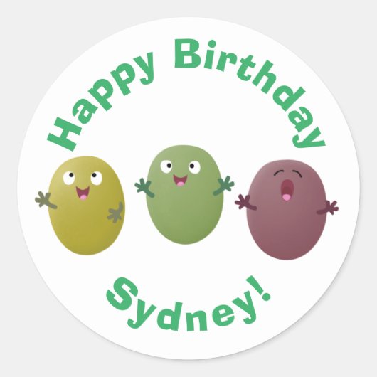 かわいいハッピーオリーブ歌う漫画のクラシックラウンドセント ラウンドシール (正面)