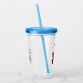 かわいいハッピーオレンジの手押し車のカートゥーンイラストレーション アクリルタンブラー (左)