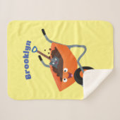 かわいいハッピーオレンジの手押し車のカートゥーンイラストレーション シェルパブランケット (正面(横))