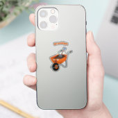 かわいいハッピーオレンジの手押し車のカートゥーンイラストレーション シール (スマートフォン)