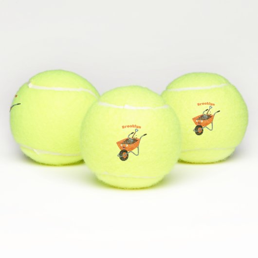 かわいいハッピーオレンジの手押し車のカートゥーンイラストレーション テニスボール (マルチ)