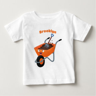 かわいいハッピーオレンジの手押し車のカートゥーンイラストレーション ベビーTシャツ