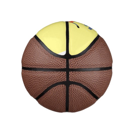 かわいいハッピーオレンジの手押し車のカートゥーンイラストレーション ミニバスケットボール (右)