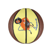 かわいいハッピーオレンジの手押し車のカートゥーンイラストレーション ミニバスケットボール (縦)