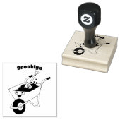 かわいいハッピーオレンジの手押し車のカートゥーンイラストレーション ラバースタンプ (押印)