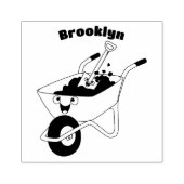 かわいいハッピーオレンジの手押し車のカートゥーンイラストレーション ラバースタンプ (インプリント)