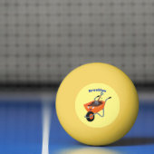 かわいいハッピーオレンジの手押し車のカートゥーンイラストレーション 卓球ボール (ネット)