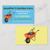 かわいいハッピーオレンジの手押し車のカートゥーンイラストレーション 名刺 (正面/裏面)