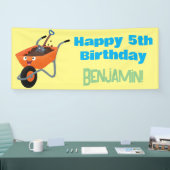 かわいいハッピーオレンジの手押し車のカートゥーンイラストレーション 横断幕 (トレードショー)