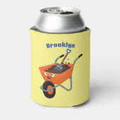 かわいいハッピーオレンジの手押し車のカートゥーンイラストレーション 缶クーラー (缶裏面)