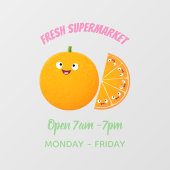 かわいいハッピーオレンジの柑橘系フルーツマンガ ウィンドウサイン (シート)