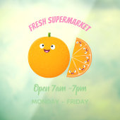 かわいいハッピーオレンジの柑橘系フルーツマンガ ウィンドウサイン (シート3)