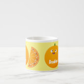 かわいいハッピーオレンジの柑橘系フルーツマンガ エスプレッソカップ (正面)