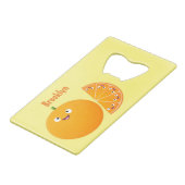 かわいいハッピーオレンジの柑橘系フルーツマンガ クレジットカード栓抜き (正面アングル)