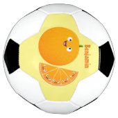 かわいいハッピーオレンジの柑橘系フルーツマンガ サッカーボール (回転)
