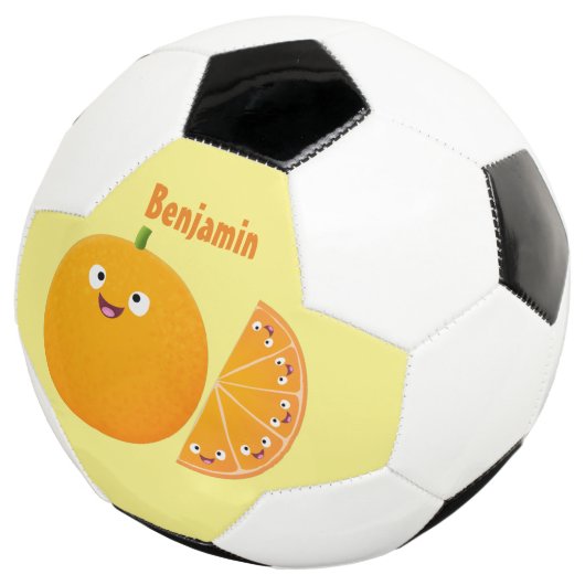 かわいいハッピーオレンジの柑橘系フルーツマンガ サッカーボール (3/4)