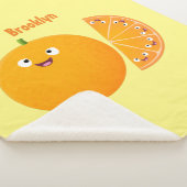 かわいいハッピーオレンジの柑橘系フルーツマンガ シェルパブランケット (3/4)