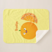 かわいいハッピーオレンジの柑橘系フルーツマンガ シェルパブランケット (正面(横))