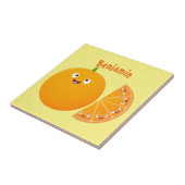 かわいいハッピーオレンジの柑橘系フルーツマンガ タイル (側面)