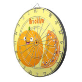 かわいいハッピーオレンジの柑橘系フルーツマンガ ダーツボード (正面右)