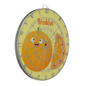 かわいいハッピーオレンジの柑橘系フルーツマンガ ダーツボード (正面左)