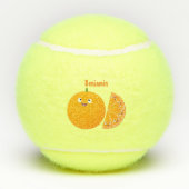 かわいいハッピーオレンジの柑橘系フルーツマンガ テニスボール (裏面)