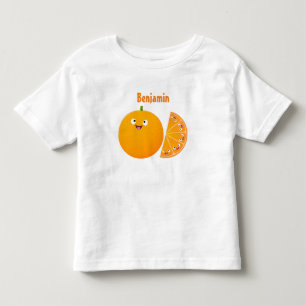 かわいいハッピーオレンジの柑橘系フルーツマンガ トドラーTシャツ