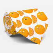 かわいいハッピーオレンジの柑橘系フルーツマンガ ネクタイ (ロール)