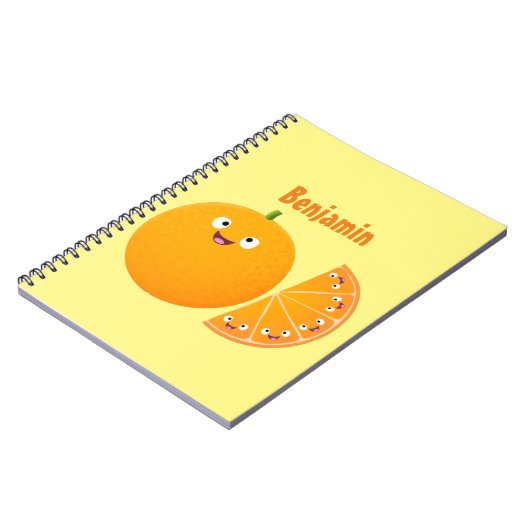 かわいいハッピーオレンジの柑橘系フルーツマンガ ノートブック (左側)