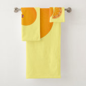 かわいいハッピーオレンジの柑橘系フルーツマンガ バスタオルセット (インサイチュ)
