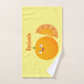 かわいいハッピーオレンジの柑橘系フルーツマンガ バスタオルセット (ハンドタオル)