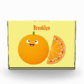 かわいいハッピーオレンジの柑橘系フルーツマンガ フォトブロック (正面)
