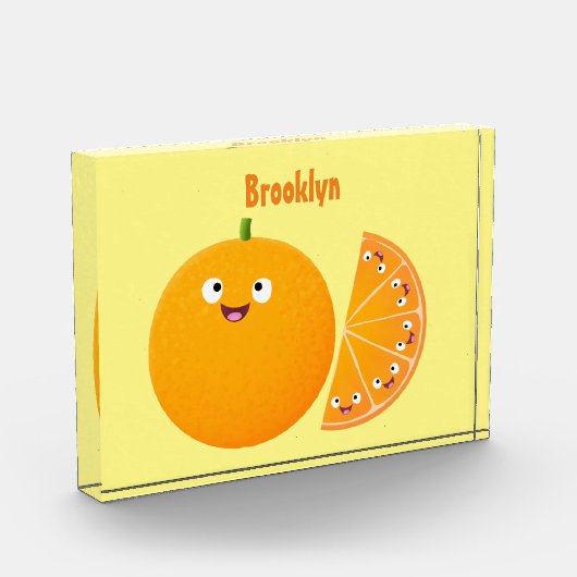 かわいいハッピーオレンジの柑橘系フルーツマンガ フォトブロック (左)