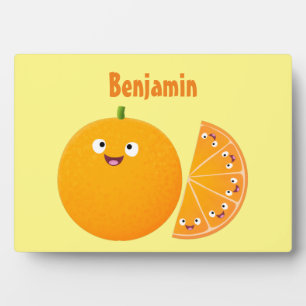 かわいいハッピーオレンジの柑橘系フルーツマンガ フォトプラーク